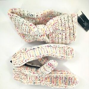 Inc Women's Ivory Headband & Mittens Set One Size